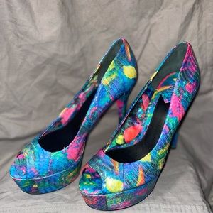 Brian Atwood Floral Multi-Colored Pump